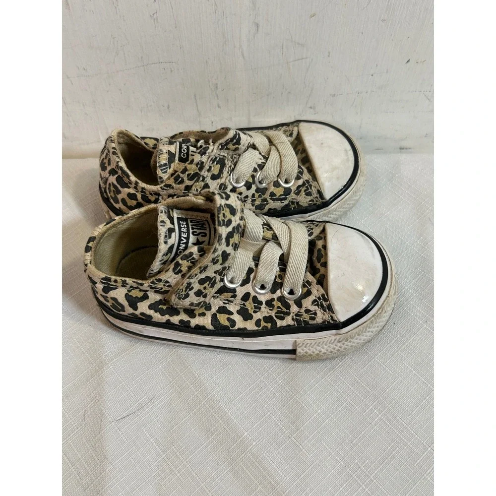 Converse Chuck Taylor All Star Size 4 Infant Tan Leopard Print Sneakers Kids